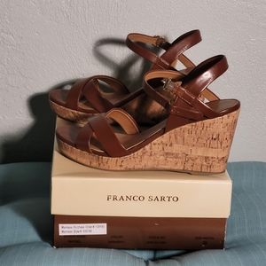 FRANCO SARTO BROWN WEDGES SIZE 9